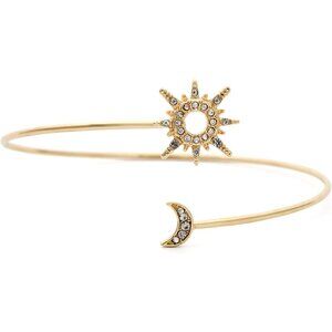 Upper Arm Cuff Armlet Open Cuff Wrap Bracelet Armlet Crystal Sun Moon Arm Bangle